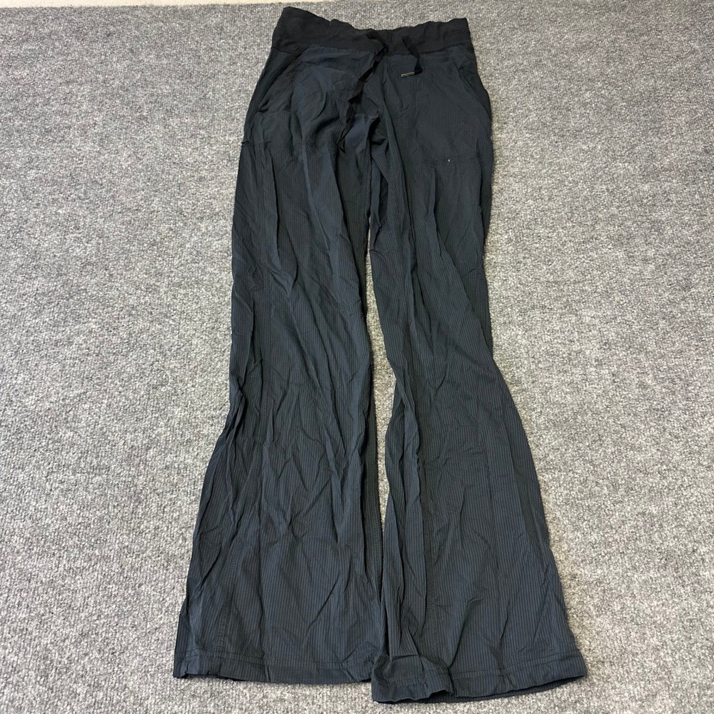 Lululemon Pants Womens Size 4 Black Pinstripe Wide Leg Drawstring Yoga Athletic